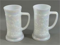 2 Federal Milk Glass Mugs