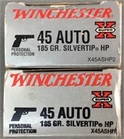 (2x) 20 Rnds Winchester Silvertip 45 AUTO