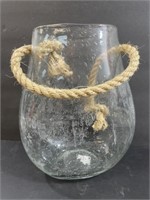 12" Glass Vase w/ Rope Handle