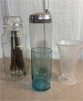 VTG Bar Shaker Glass Measuring Cup Blue Glass