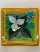 Susan Higgins Signed Fused Art Glass 6x6in