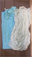 Vintage Nightgown Pair Sz L Aqua Blue Sheer