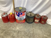 (6) Metal Gas/Fuel Cans, (2) Repainted, Various