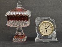 Lot of Crystal: Clock & Candy Dish