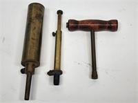 Brass Muzzleloading Powder Flask and Accessories