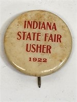 1922 Indiana State Fair Usher Pin
