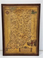 1934 Framed Map of Indiana
