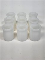 9 Small Milkglass Creamers