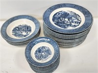 32 Pieces of Vintage Currier and Ives China