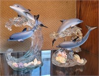 Lenox dolphin figurines. 7" & 8½"