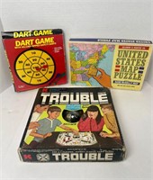 VTG VELCRO DARTS, TROUBLE, AND USA PUZZLE