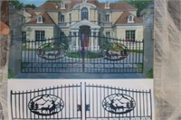 Unused Decorative Steel Bi-Parting Entrance Gates