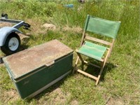 Antique Coleman Cooler folding camp Chair