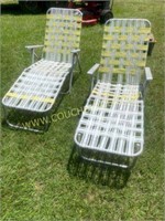 Pair of Retro Folding Aluminum Lounge Chairs