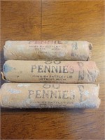 3 old rolls of uncirculated cents.