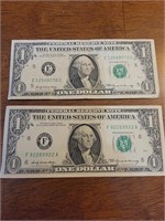 (2) 1969 $1 dollar bills