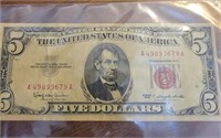 Crisp 1953 Red Seal $5 bill