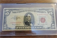 1963 Red Seal $5 Bill.