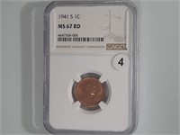1941s  Lincoln wheat cent Ms 67 Red   Dgs10004