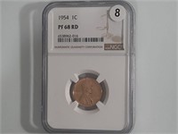 1954 proof  Lincoln wheat cent pf 68 Red  Dgs10008