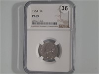 1954  Jefferson nickel pf69 Dgs1036