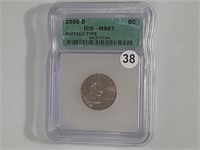 2005d Jefferson nickel ms67 Dgs1038
