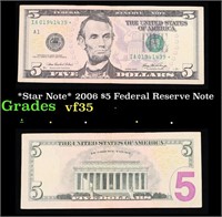 *Star Note* 2006 $5 Federal Reserve Note Grades vf