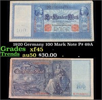 1920 Germany 100 Mark Note P# 69A Grades xf+