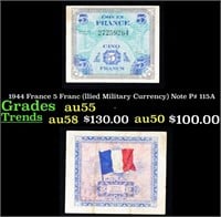 1944 France 5 Franc (llied Military Currency) Note