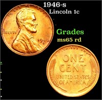 1946-s Lincoln Cent 1c Grades GEM Unc RD
