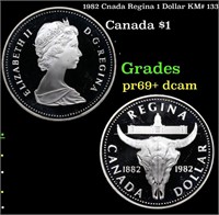 Proof 1982 Cnada Regina 1 Dollar KM# 133 Grades GE