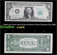 1963A $1 Green Seal Federal Reserve Note (Kansas C