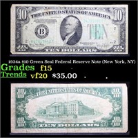 1934a $10 Green Seal Federal Reserve Note (New Yor
