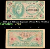 1965 U.S. Military Payment 5 Cents Note P# M58A Gr