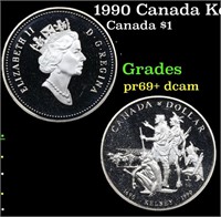 Proof 1990 Canada Kesley 1 Dollar KM# 170 Grades G