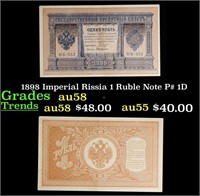 1898 Imperial Rissia 1 Ruble Note P# 1D Grades Cho