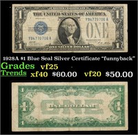 1928A $1 Blue Seal Silver Certificate "funnyback"