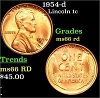 1954-d Lincoln Cent 1c Grades GEM+ Unc RD