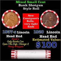 Mixed small cents 1c orig shotgun roll, 1937-s Lin