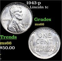 1943-p Lincoln Cent 1c Grades GEM+ Unc