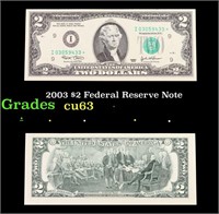 2003 $2 Federal Reserve Note Grades Select CU