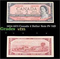 1954-1973 Canada 2 Dollar Note P# 76D  Grades vf++