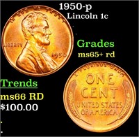 1950-p Lincoln Cent 1c Grades Gem+ Unc RD