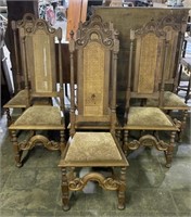 (E) Carved Cane Back Dining Chairs (bidding on