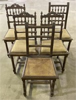 (E) 5 Carved Dining Chairs 36” tall