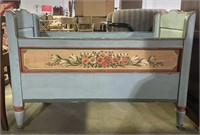 (E) Vintage Painted Floral Crib length 40 1/2” x