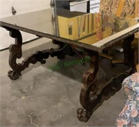 Beautiful ornate wooden library table with metal