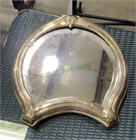 Antique art deco stainless silver vanity mirror