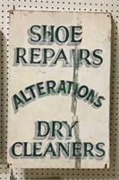 Vintage wooden sign "shoe repairs, alterations,