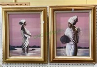 Beautiful pair framed African beauty mixed media